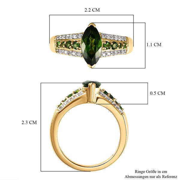 Nat&uuml;rlicher Chromdiopsid-Ring, 925 Silber Gelbgold Vermeil  ca. 1,55 ct image number 8