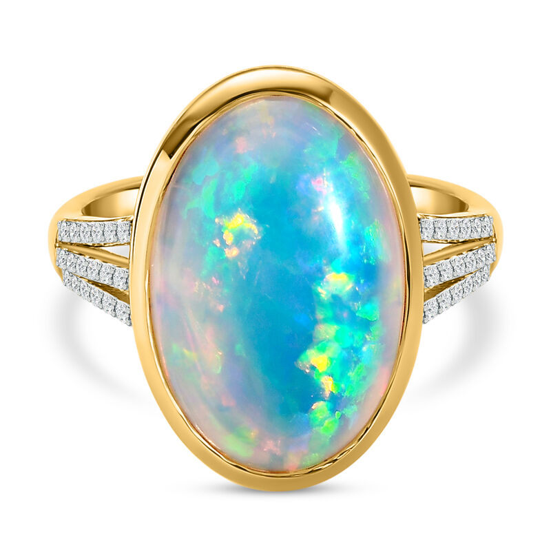AAAA natürlicher, äthiopischer Welo Opal und Diamant-Ring - 9,24 ct. image number 0