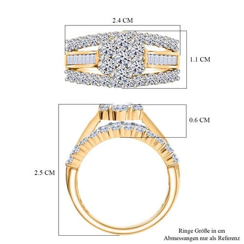 Lab Grown Diamant SI Ring 925 Silber 750 Gelbgold Vermeil (Größe 18.00) ca. 2,00 ct image number 6