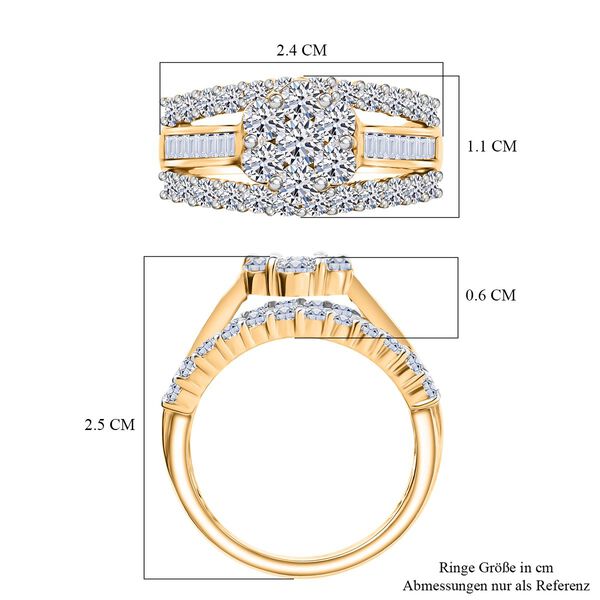 LUXURIANT DIAMOND - Lab Grown Diamant SI-GH SGL zertifiziert Ring 925 Silber 750 Gelbgold Vermeil (Größe 17.00) ca. 2,00 ct image number 7