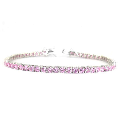 Rosa Zirkonia Armband ca. 19 cm Nickelfreies Messing