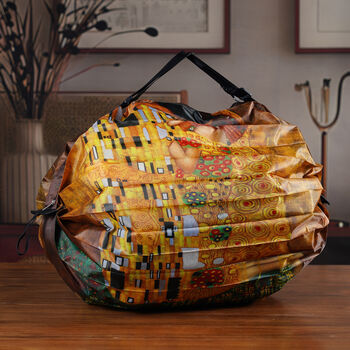 Faltbare Einkaufstasche mit Rei&szlig;verschlussfach 50 x 70 cm Gelb