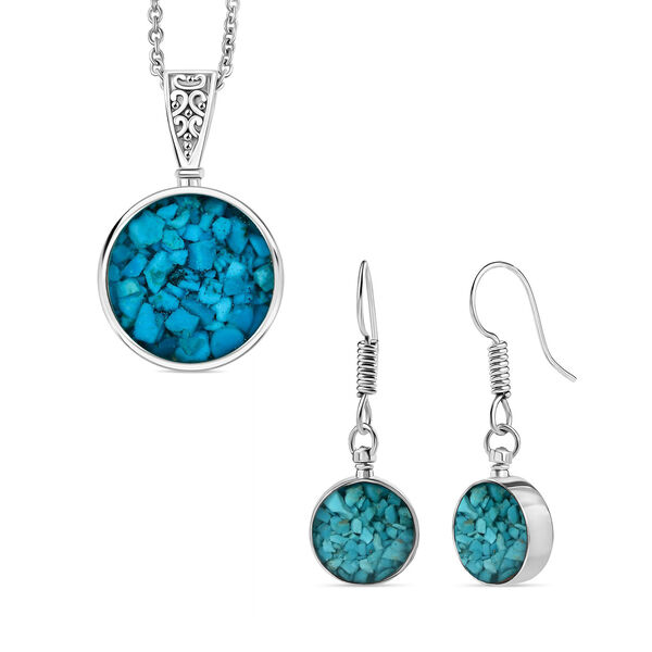 Sleeping Beauty Matrix Türkis Anhänger mit 50cm Kette und Ohrringe image number 0