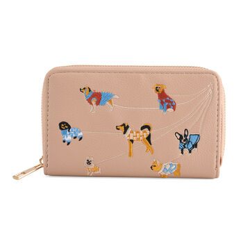 PU-Geldb&ouml;rse mit RFID-Schutz, Hundemuster, 15,5x2,5x10cm, Rosa
