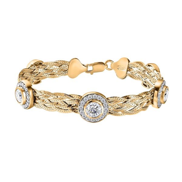 Designer-inspirierter Moissanit Armband ca. 19 cm 925 Silber 750 Gelbgold Vermeil ca. 6.87 ct image number 0