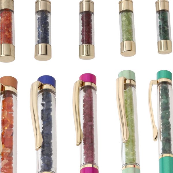 The 5th Season - 10er Set Edelstein Kugelschreiber mit Schl&uuml;sselanh&auml;nger, Feueropal, Smaragd, blauer Saphir, Peridot und Rubin image number 6