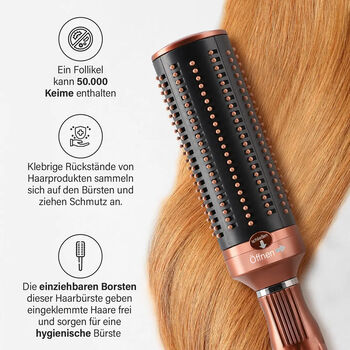Ausziehbare Haarb&uuml;rste mit Knopfdruck in braun