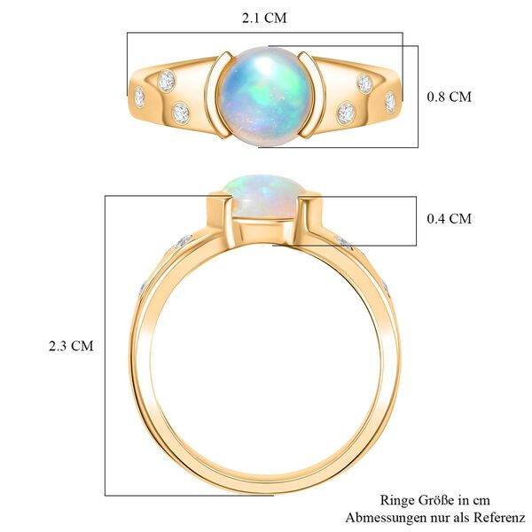 D'Joy AA Nat&uuml;rlicher, &auml;thiopischer Welo Opal, Moissanit Ring 925 Silber 750 Gelb Vergoldet (Gr&ouml;&szlig;e 17.00) ca. 1.01 ct image number 7