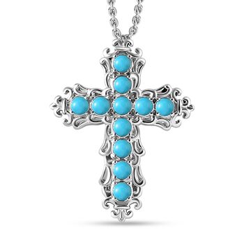 Sleeping Beauty T&uuml;rkis Kreuz-Anh&auml;nger mit Kette, Edelstahl ca. 1,44 ct