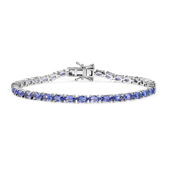 D joy Tansanit, Wei&szlig;er Diamant Armband ca. 19 cm 925 Silber rhodiniert ca. 8,00 ct.