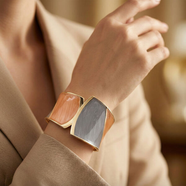 Emaille-Armreif im Colorblock-Design, 17cm, Braun-Grau image number 3