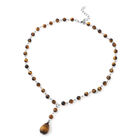 Gelbe Tigerauge Halskette, ca. 45+5 cm, silberfarben ca. 78,50 ct