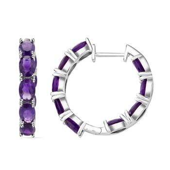 Afrikanische Amethyst-Creolen, 925 Silber rhodiniert ca. 12.44 ct