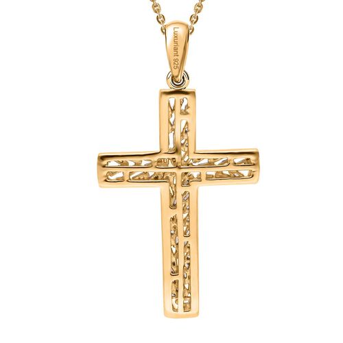 LUXURIANT DIAMOND- SI-GH Labor Diamant Kreuz Anhänger mit 50cm Kette, 925 Silber 750 Gelbgold Vermeil - 0,33 ct. image number 5