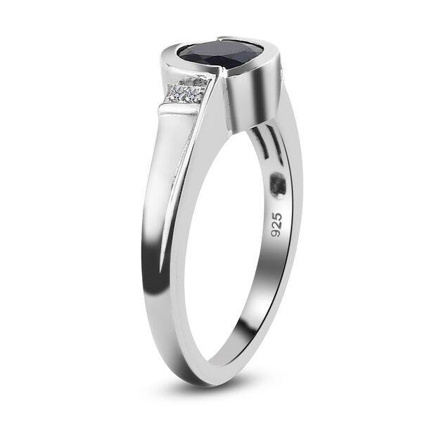 Masoala Saphir und Zirkon-Ring, 925 Silber platiniert, 1,29 ct. image number 5