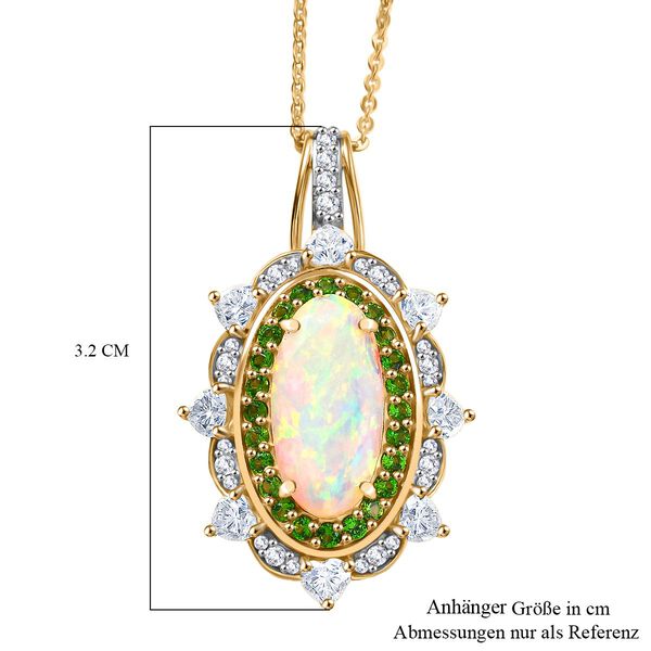 D'Joy AA natürlicher, äthiopischer Welo Opal, Chromdiopsid und Moissanit Anhänger mit 50cm Kette - 4,55 ct. image number 7