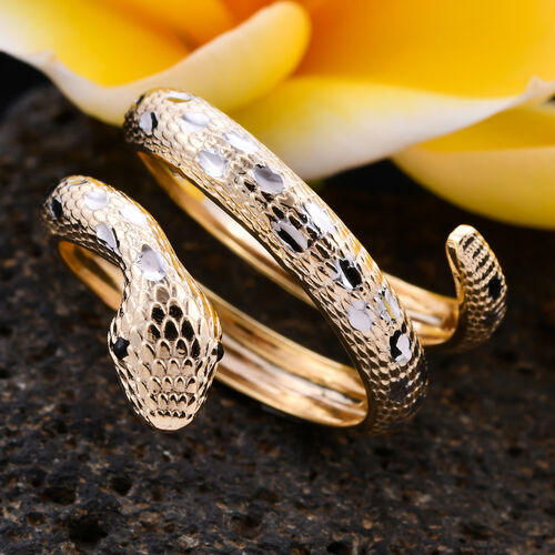 Italienische Schlangen Ring 375 Gelbgold und weißgold ca. 4,01g image number 1
