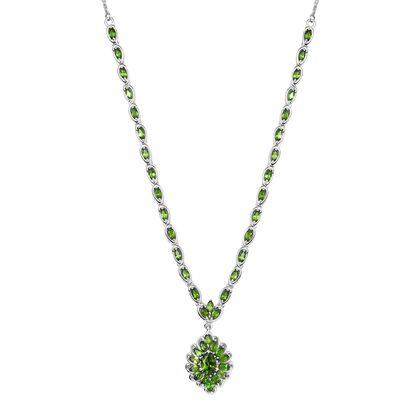 Nat&uuml;rlicher Chromdiopsid Halskette ca. 45 cm 925 Silber rhodiniert ca. 5.60 ct