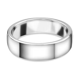 Klassischer Komfort-Bandring, 925 Silber rhodiniert