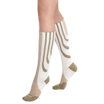 SANKOM Kompressionskniestr&uuml;mpfe, Wei&szlig; und Beige&nbsp;