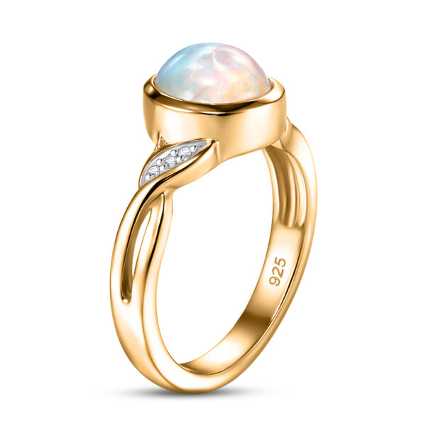 Nat&uuml;rlicher, &auml;thiopischer Opal und Zirkon-Ring, 925 Silber vergoldet  ca. 0,84 ct image number 5