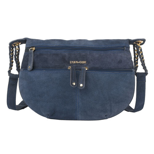 Crossbody Tasche aus 100% echtem Leder, Größe 33x3,8x25,4 cm, Dunkelblau image number 0