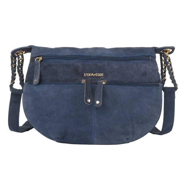 Crossbody Tasche aus 100% echtem Leder, Größe 33x3,8x25,4 cm, Dunkelblau image number 0