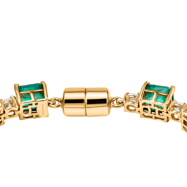 D'Joy Smaragd-Quarz Triplette, Moissanit Armband ca. 19 cm 925 Silber 750 Gelbgold Vermeil ca. 30.00 ct image number 3