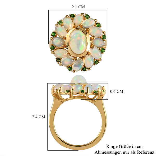 Nat&uuml;rlicher, &auml;thiopischer Opal und Chromdiopsid-Ring, 925 Silber vergoldet  ca. 2,97 ct image number 8