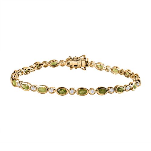 AA Vesuvianit, Weißer Zirkon Armband ca. 19 cm 925 Silber Gelbgold Vermeil ca. 6.07 ct image number 0