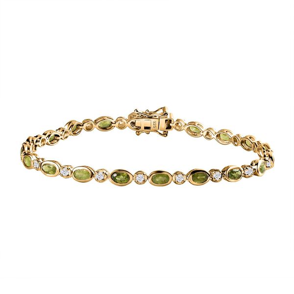 AA Vesuvianit, Weißer Zirkon Armband ca. 19 cm 925 Silber Gelbgold Vermeil ca. 6.07 ct image number 0