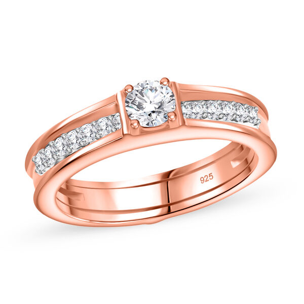 2er-Set Moissanit Ringe, 925 Silber 750 rosévergoldet - 0,48 ct. image number 3