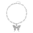 Weißer Kristall Halskette ca. 50 cm, silberfarben