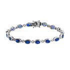 AA tansanisches, blaues Spinell und weißes Zirkon-Armband, ca. 19 cm, 925 Silber platiniert ca. 9,68 ct image number 0