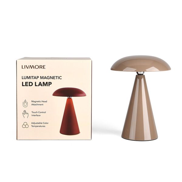 LIVMORE 2-in-1 Magnetische, wiederaufladbare LED-Tisch- und Wandleuchte, 15,5x15,5x21cm, Khaki image number 0