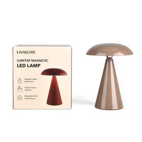 LIVMORE - 2-in-1 Magnetische LED-Tisch- und Wandleuchte, wiederaufladbar, 2400 mAh, 15,5 x 15,5 x 21 cm, Khaki