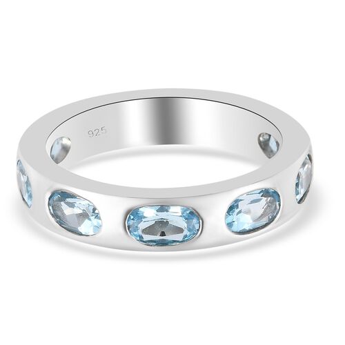 Schweizer Blautopas Band Ring 925 Silber Platin-Überzug image number 0