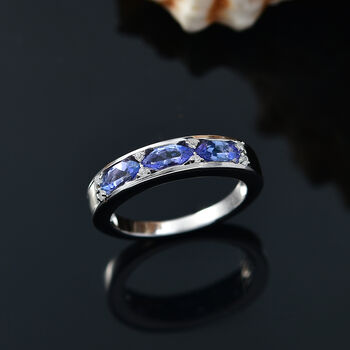 AA Tansanit und Zirkon Ring - 0,96 ct.