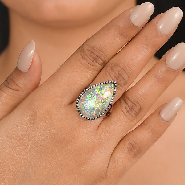 Sajen Silber-Opal Dublett Ring 925 Silber rhodiniert (Gr&ouml;&szlig;e 19.00) ca. 18.89 ct image number 2