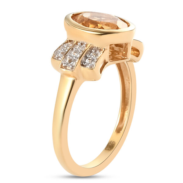 Citrin und Zirkon Ring 925 Silber vergoldet image number 5