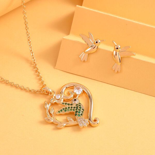 Mehrfarbiger Kristall-Vogel-Anh&auml;nger mit Kette image number 2