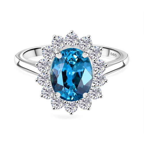 LUXURIANT DIAMOND - AAA Ratnakiri Blauer Zirkon, Lab Grown Diamant Ring 585 Gold (Größe 19.00) ca. 4.92 ct image number 0