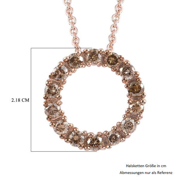 Champagner Diamant Kreis-des-Lebens-Anh&auml;nger mit Kette in Silber image number 6