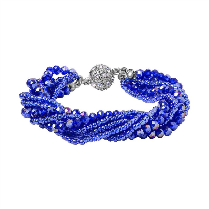 Blaues und weißes Kristall-Armband, 19cm - 62,50 ct. image number 0