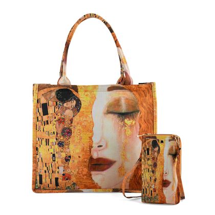 2-teiliges Taschenset - Shopper und Handytasche, ca. 40  x 12 x 35 cm (Shopper), ca. 20 x 11 x 2 cm (Handytasche), Gustav Klimt