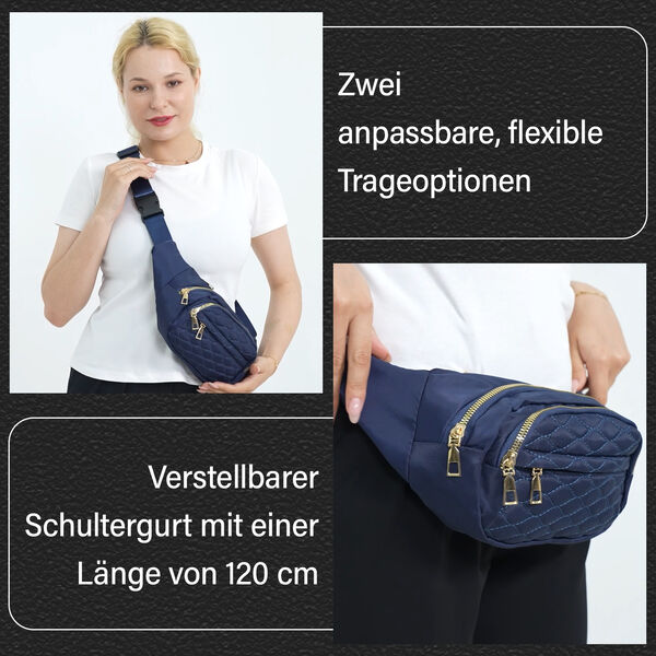 RFID-gesch&uuml;tzte Nylon Bauchtasche mit Schnellverschluss, Marineblau image number 3