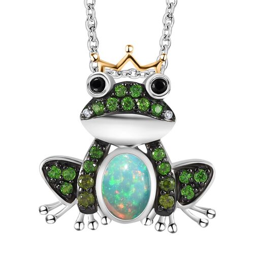 GP Trionfo Lady Kiss Kollektion - AA äthiopischer Welo Opal, schwarzer Spinell, Zirkon, Chromdiopsid und blauer Saphir-Anhänger mit 45cm Kette - 1,25 ct. image number 0