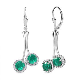 D'Joy Smaragd Triplett Quarz und Zirkon Ohrringe - 3,90 ct. D'Joy Smaragd Triplett Quarz und Zirkon Ohrringe - 3,90 ct.