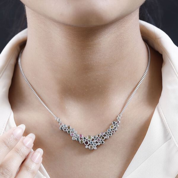 Mehrfach-Turmalin Halskette ca. 45 cm 925 Silber platiniert ca. 2.75 ct image number 3