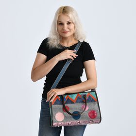 Chaos by Elsie Echtleder Crossbody mit RFID, Patchwork Mehrfarbig, 36 x 15 x 25 cm, Schwarz